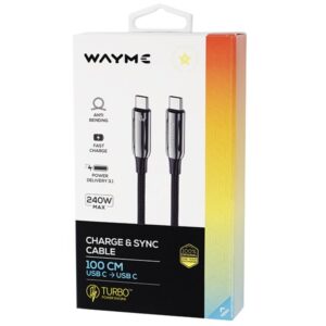 Wayme Charging and sync cable, braided microfiber, 100 cm, USB-C > USB-C PD, max 240W - Image 4