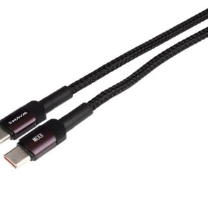 Wayme Mikropluošto pintas įkrovimo ir sinchronizavimo laidas, 100cm, USB-C > USB-C, Max 100W, purple