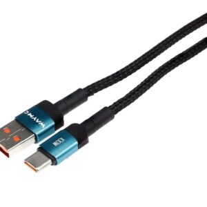 Wayme Mikropluošto pintas įkrovimo ir sinchronizavimo laidas, 100cm, USB > USB-C, Max 100W, turquoise