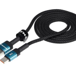 Wayme Mikropluošto pintas įkrovimo ir sinchronizavimo laidas, 100cm, USB > USB-C, Max 100W, turquoise - Image 2