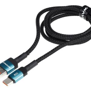 Wayme Mikropluošto pintas įkrovimo ir sinchronizavimo laidas, 100cm, USB > USB-C, Max 100W, turquoise - Image 3
