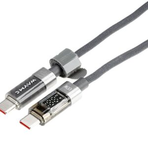 Wayme Mikropluošto pintas įkrovimo ir sinchronizavimo laidas, 100cm, USB-C > USB-C, Max 100W with Display, gray