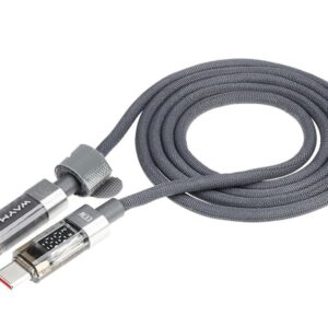 Wayme Mikropluošto pintas įkrovimo ir sinchronizavimo laidas, 100cm, USB-C > USB-C, Max 100W with Display, gray - Image 2