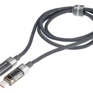 Wayme Mikropluošto pintas įkrovimo ir sinchronizavimo laidas, 100cm, USB-C > USB-C, Max 100W with Display, gray - Image 3