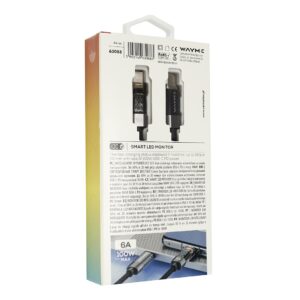 Wayme Mikropluošto pintas įkrovimo ir sinchronizavimo laidas, 100cm, USB-C > USB-C, Max 100W with Display, gray - Image 5