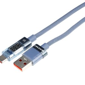 Wayme Mikropluošto pintas įkrovimo ir sinchronizavimo laidas, 100cm, USB > USB-C, Max 66W with Display, blue