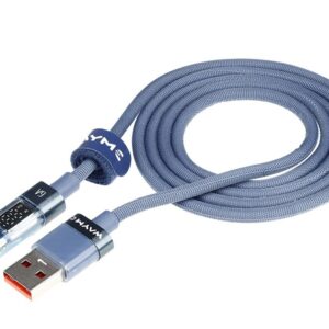 Wayme Mikropluošto pintas įkrovimo ir sinchronizavimo laidas, 100cm, USB > USB-C, Max 66W with Display, blue - Image 2