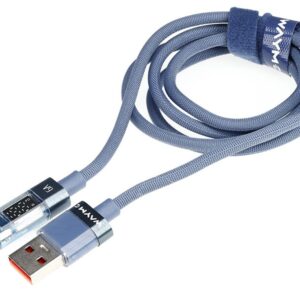 Wayme Mikropluošto pintas įkrovimo ir sinchronizavimo laidas, 100cm, USB > USB-C, Max 66W with Display, blue - Image 3