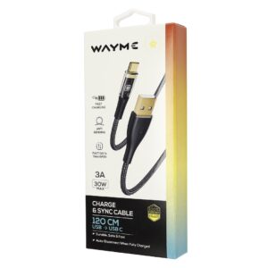 Wayme Mikropluošto pintas įkrovimo ir sinchronizavimo laidas, 120 cm, USB > USB-C, max 30W - Image 4