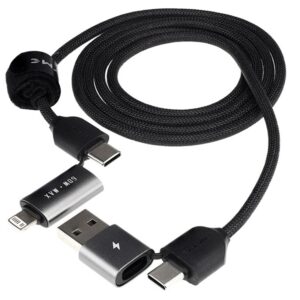 Wayme Mikropluošto pintas įkrovimo ir sinchronizavimo laidas, 100 cm (4in1) USB / C > USB-C / Lightning, max 60W - Image 1