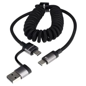 Wayme Mikropluošto pintas įkrovimo ir sinchronizavimo laidas, spiral, 50 - 150 cm, USB / C > USB-C, max 60W