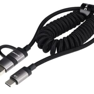 Wayme Mikropluošto pintas įkrovimo ir sinchronizavimo laidas, spiral, 50 - 150 cm, USB / C > USB-C, max 60W - Image 2