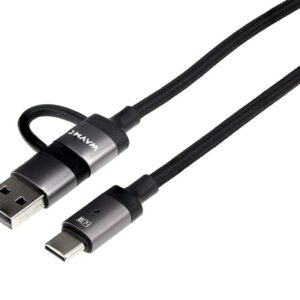 Wayme Mikropluošto pintas įkrovimo ir sinchronizavimo laidas, spiral, 50 - 150 cm, USB / C > USB-C, max 60W - Image 3