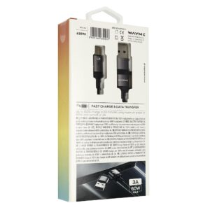 Wayme Mikropluošto pintas įkrovimo ir sinchronizavimo laidas, spiral, 50 - 150 cm, USB / C > USB-C, max 60W - Image 5