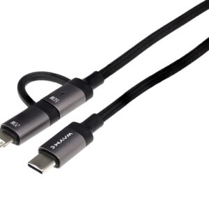 Wayme Mikropluošto pintas įkrovimo ir sinchronizavimo laidas, spiral, 50 - 150 cm, USB-C > USB-C / Lightning, max 60W - Image 3