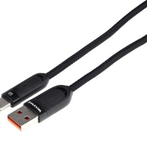 Wayme Mikropluošto pintas įkrovimo ir sinchronizavimo laidas, spiral, 50 - 180 cm, USB > USB-C, Max 100W, juodos spalvos - Image 2