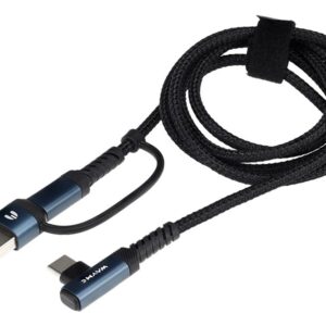 Wayme Mikropluošto pintas įkrovimo ir sinchronizavimo laidas, 100 cm, USB/C > USB-C 90°, max 60W - Image 3