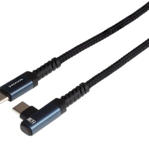 Wayme Mikropluošto pintas įkrovimo ir sinchronizavimo laidas, 100 cm, USB-C > USB-C 90°, max 60W