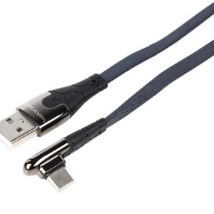 Wayme Mikropluošto pintas įkrovimo ir sinchronizavimo laidas, 100 cm, USB > angled USB-C, max 30W