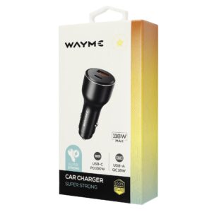 WAYME Automobilinis įkroviklis 12/24V, USB 18W + USB-C PD 100W - Image 3