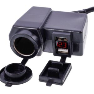 Motorcycle charger 2xUSB 4.2A with voltmeter and EURO cigarette lighter socket