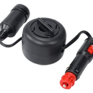 Cigarette lighter socket extension 300 cm with reel, EURO/DIN socket with switch