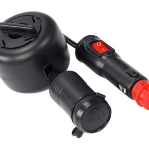 Cigarette lighter socket extension 300 cm with reel, EURO/DIN socket with switch - Image 4