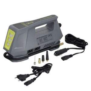 Air compressor DC 12V, AC 230V, 10 BAR, automatic with digital pressure gauge and LED flashlight