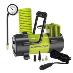 Piston air compressor 12V, 10 BAR, 40L / min, spiral hose 400 cm with analog pressure gauge, 4 adapters