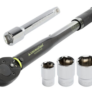 Dinanometrinis raktas 28-210 Nm, 1/2" + sockets 17, 19 and 21 mm + extension 125 mm, su kalibravimo sertifikatu