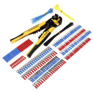 Wire stripper with set of 200 electrical lugs and 60 cable ties