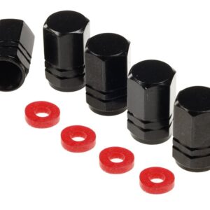 Ratlankių ventilių dangteliai, aluminum hexagonal, 5 vnt., black - Image 2