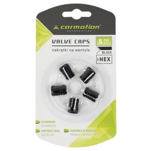 Ratlankių ventilių dangteliai, aluminum hexagonal, 5 vnt., black - Image 3