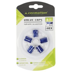 Ratlankių ventilių dangteliai, aluminum hexagonal, 5 vnt ,blue - Image 3