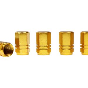Ratlankių ventilių dangteliai, aluminum hexagonal, 5 vnt, golden