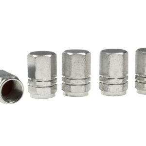 Ratlankių ventilių dangteliai, aluminum hexagonal, 5 vnt., silver