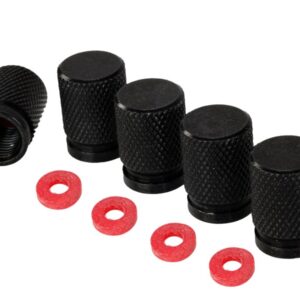 Aluminium ratlankių ventilių dangteliai, 5 vnt, black - Image 2