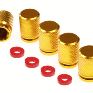 Aluminium ratlankių ventilių dangteliai, 5 vnt, golden - Image 2