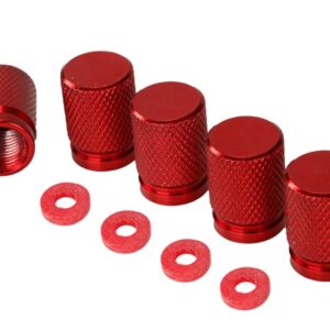 Aluminium ratlankių ventilių dangteliai, 5 vnt, red - Image 2