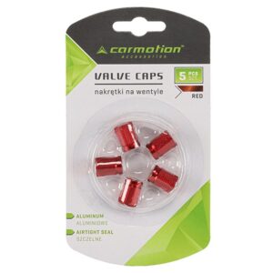 Aluminium ratlankių ventilių dangteliai, 5 vnt, red - Image 3