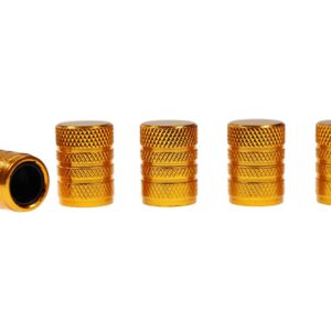 Aluminum ratlankių ventilių dangteliai with plastic thread insert, 5 vnt, golden