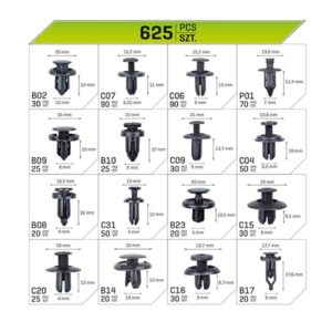 Car upholstery clips, set of 625 pcs - Image 3