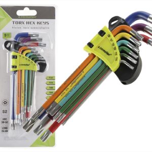 Torx šešiakampiai raktai 230 mm T10 - T50, 9 vnt, mixed colors - Image 4