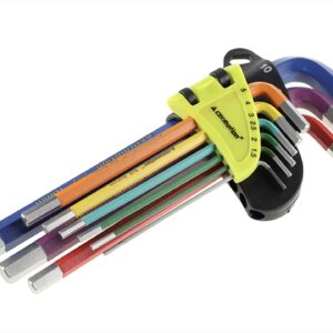 Šešiakampiai raktai, 230 mm, sizes 1.5 - 10 mm, 9 vnt, mixed colors