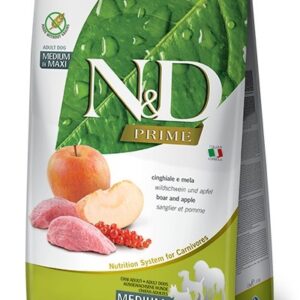 FARMINA N&D PRIME DOG WILD BOAR AND APPLE ADULT MEDIUM & MAXI 12 kg