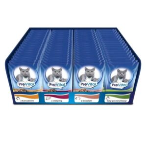 PREVITAL Kačių maistas Mišinys 4 Skoniai Vištiena, Veršiena, Lašiša, Paukštiena – šlapias maistas katėms – 96 x 100 g - Image 2