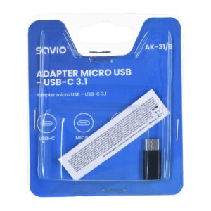 Savio AK-31 / B kabelių sąsaja / invertavimo adapteris Micro USB USB 3.1 Typ C Juoda - Image 3