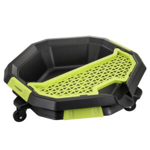 Oil drain pan on wheels, with drainer, 8L