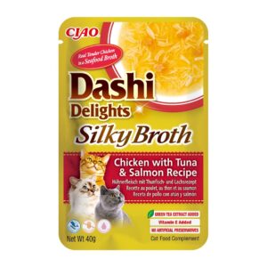 INABA CAT Dashi Delights Silky Broth Vištiena su Tunu ir Lašiša - skanėstas katėms - 40g