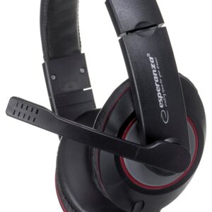 Esperanza EH118 Ausinės be mikrofono ir ausinės su mikrofonu Laisvų rankų įranga Vielinis Su lankeliu Skambučiai / muzika Juoda, Raudona